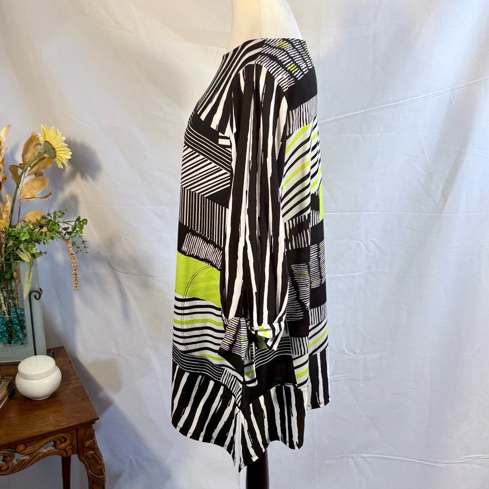 IC by Connie K Abstract Stripe Wearable Art Tunic Tie Sleeve Top USA Sz M🧡 - Picture 7 of 12